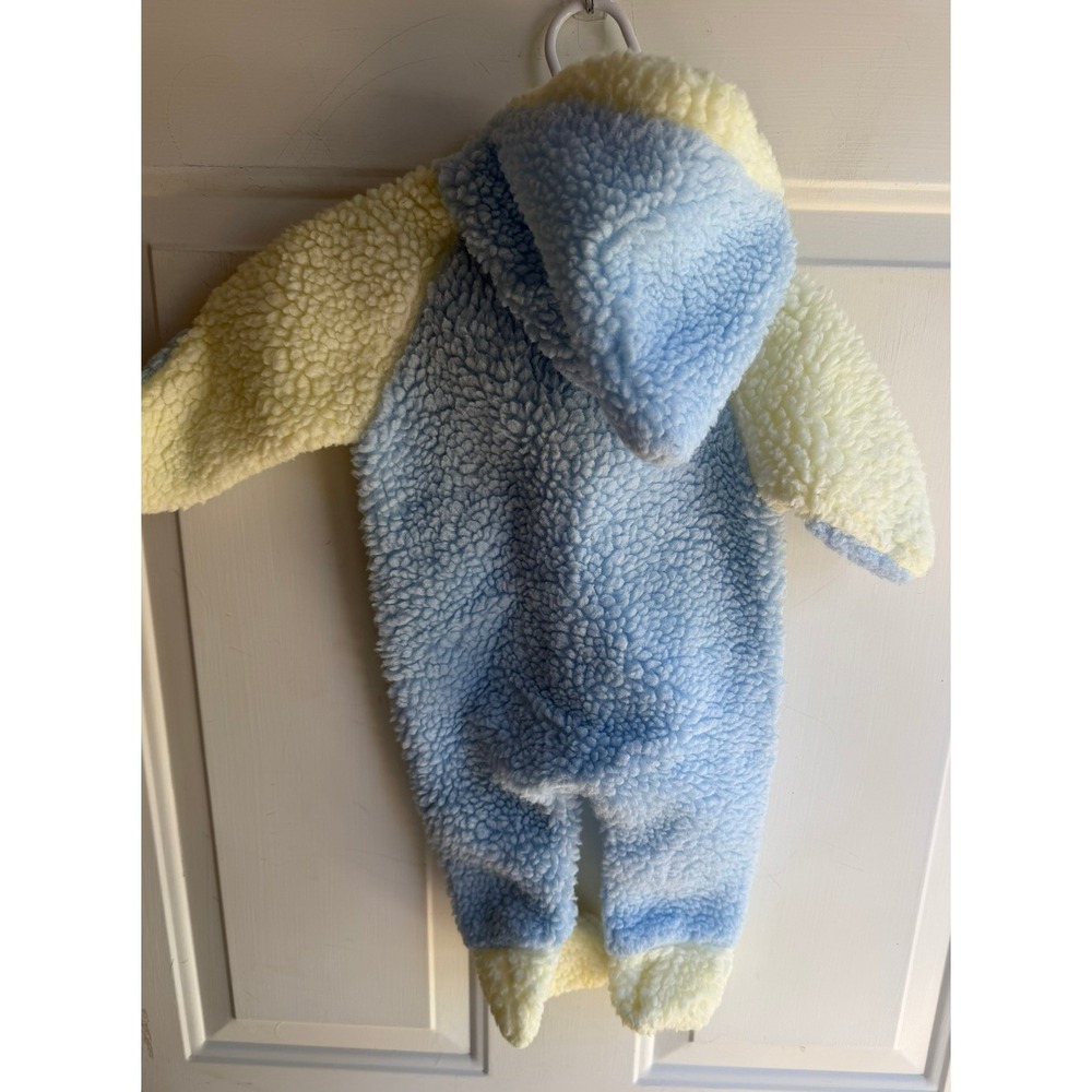 Vintage Cuddle Time Blue Cream Sherpa Fleece Hooded Pram Suit Bunting‎ Small - Picture 7 of 7